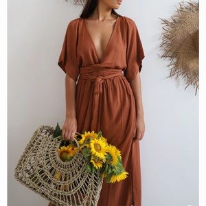 Hazel & Folk Melody Maxi Dress Cinnamon L/XL